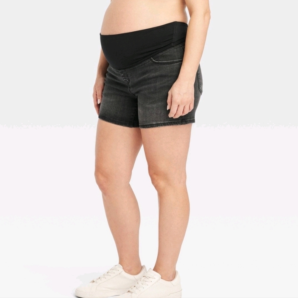Over Belly Midi MaternityJean Shorts - Isabel Maternity Black Size 10